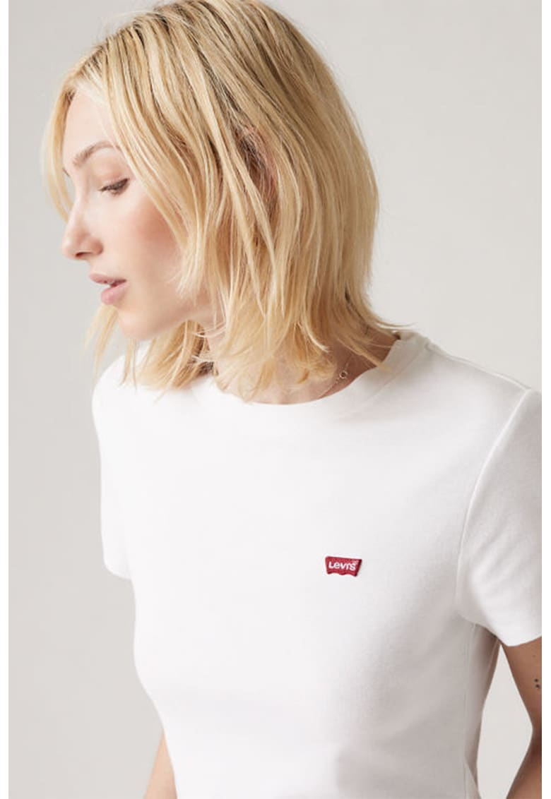 Tricou slim fit de bumbac Essential - Alb optic