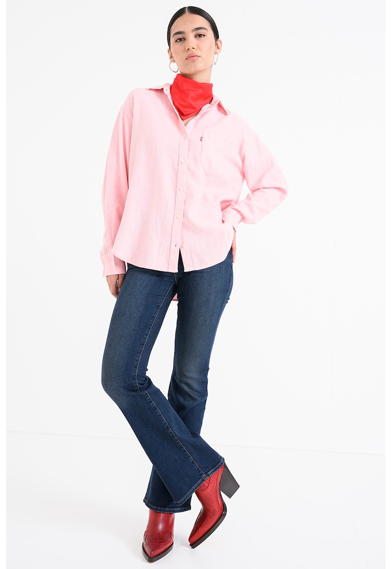 Camasa relaxed fit de bumbac Harley - Roz pastel