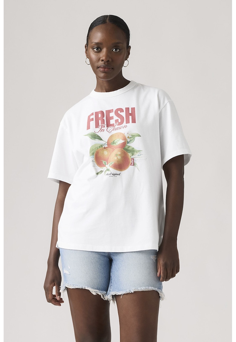 Tricou cu imprimeu grafic Tabor - Coral/Portocaliu mandarina/Alb optic