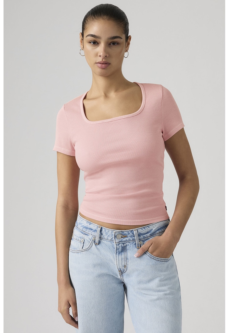 Tricou crop Essential - Roz pastel