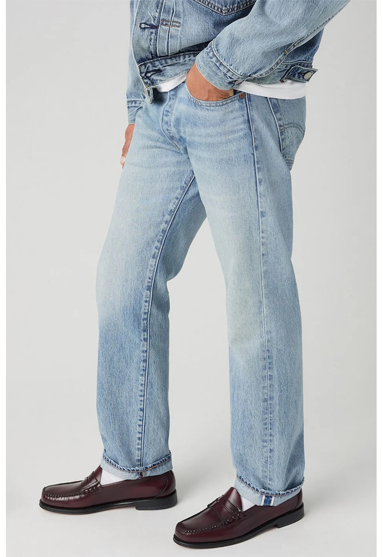 Blugi relaxed fit cu talie medie - Albastru deschis