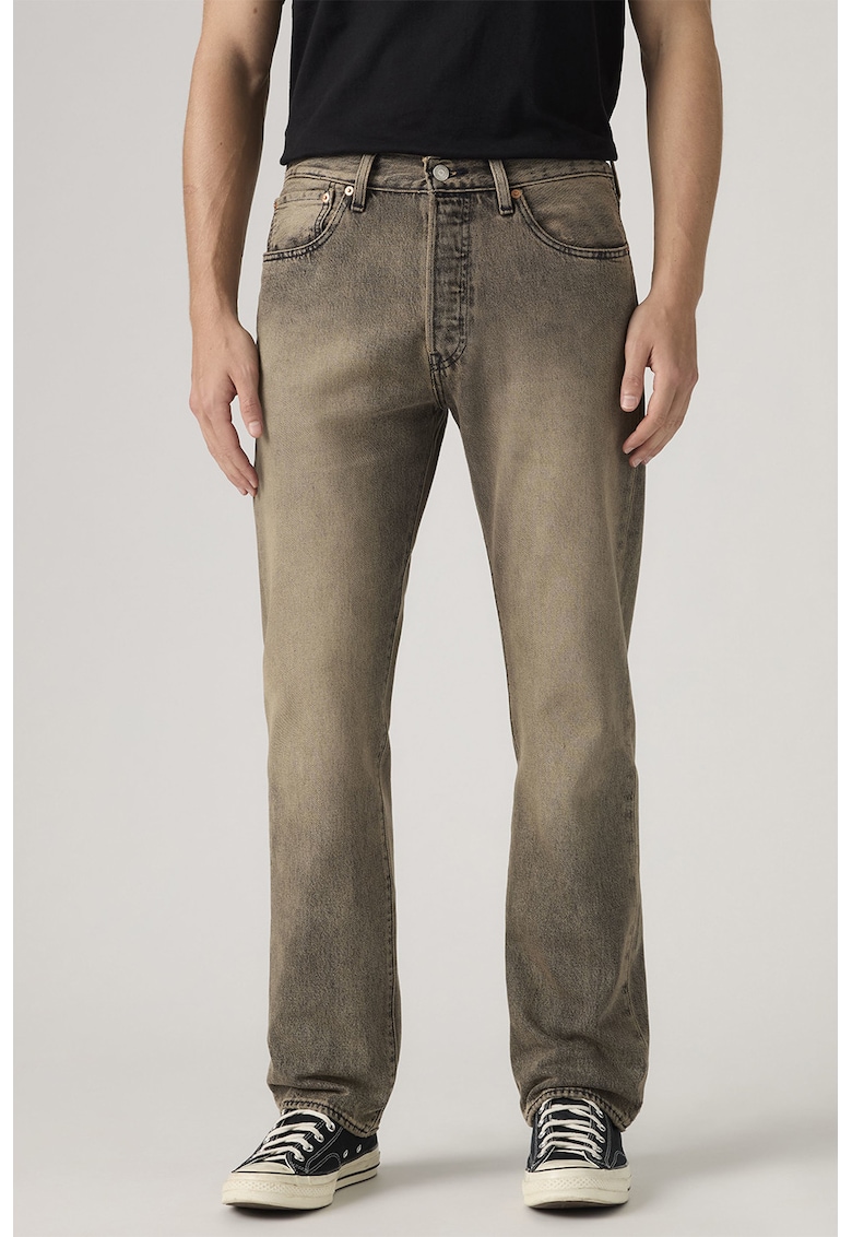 Blugi relaxed fit cu talie medie - Gri cenusiu