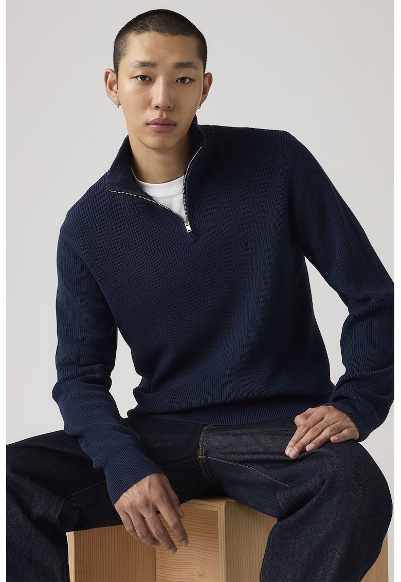 Pulover cu fermoar scurt Housemark - Bleumarin