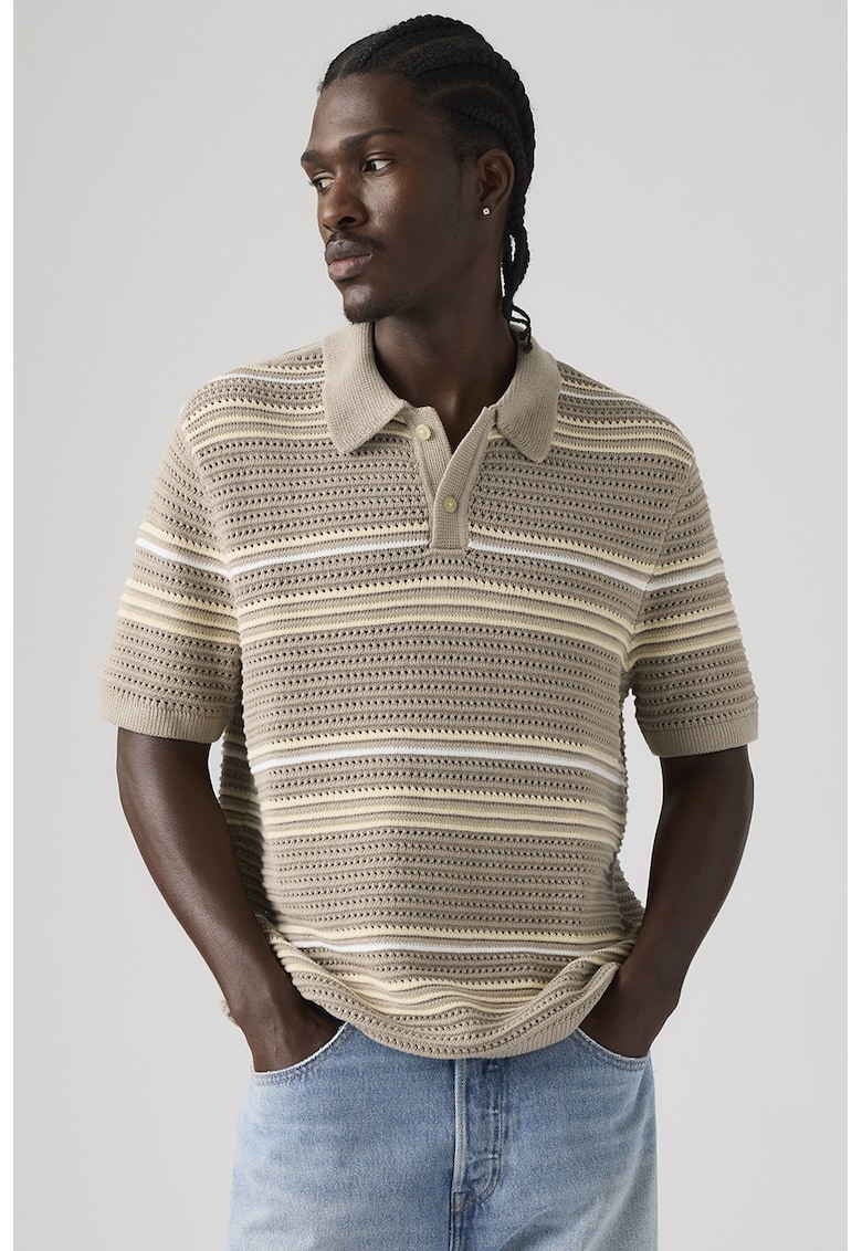 Tricou polo din tricot Laguna - Bej deschis