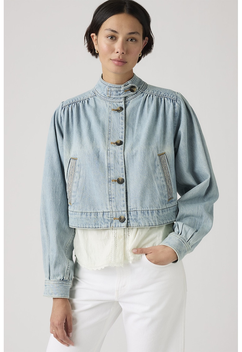 Jacheta crop din denim Parker - Albastru deschis