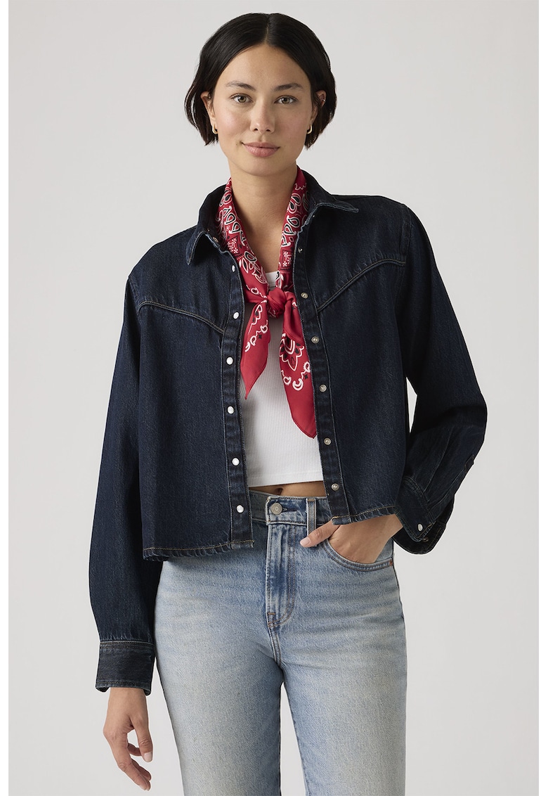 Camasa din denim cu capse Logan - Bleumarin