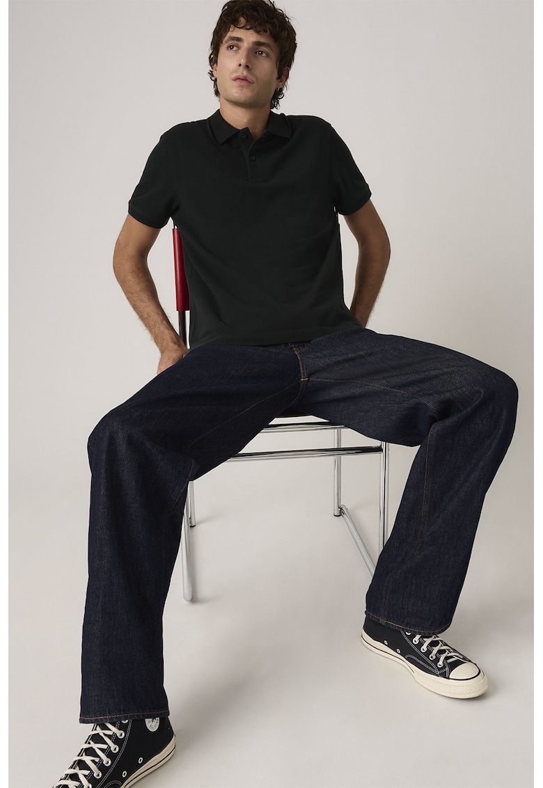 Tricou polo din bumbac pique - Negru