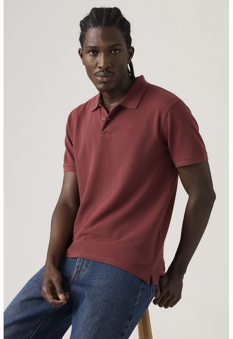 Tricou polo din bumbac pique - Rosu capsuna