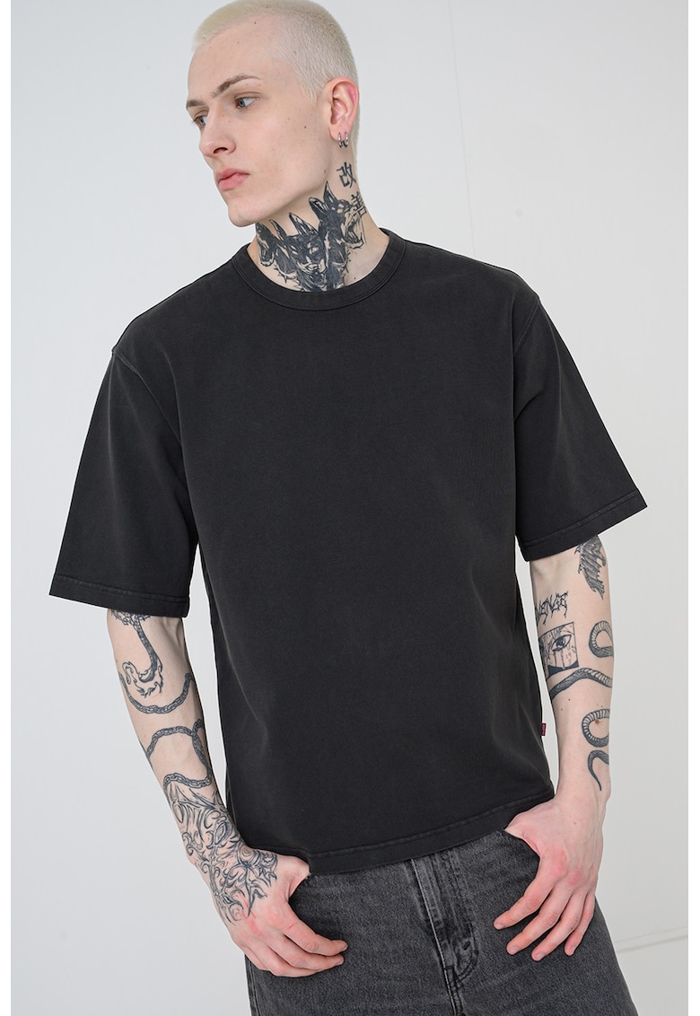 Tricou lejer cu maneci cazute - Negru stins