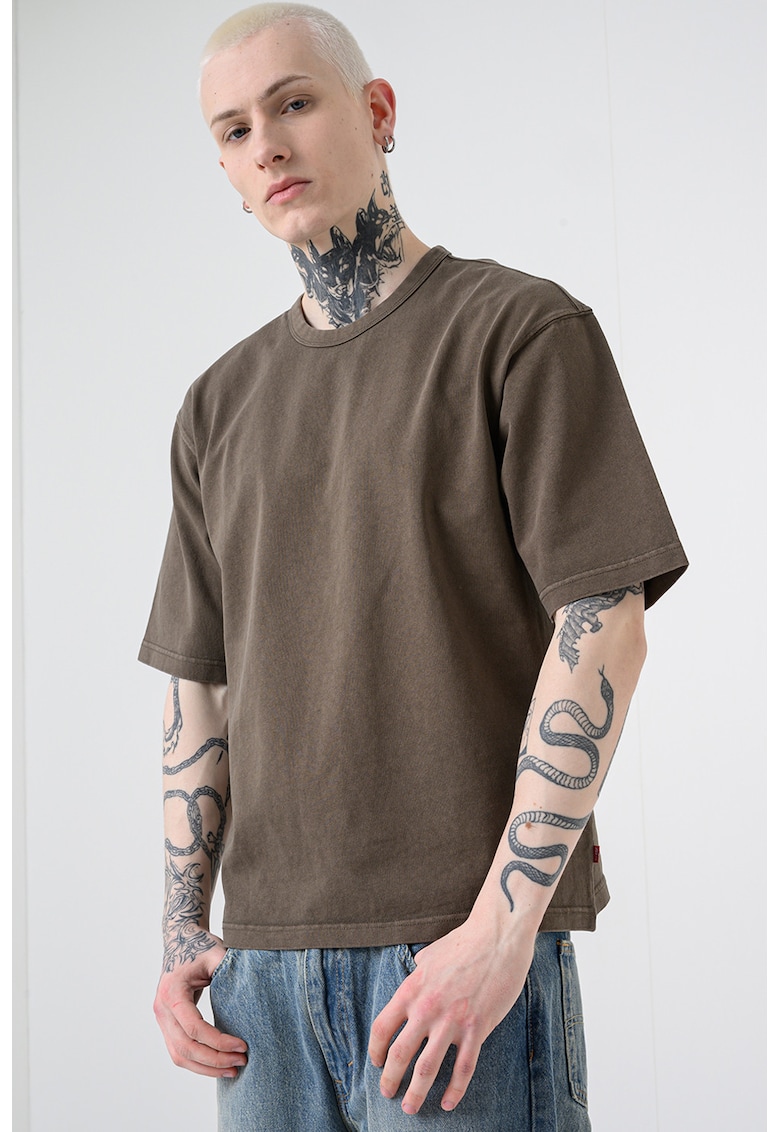 Tricou lejer cu maneci cazute - Maro pamantiu