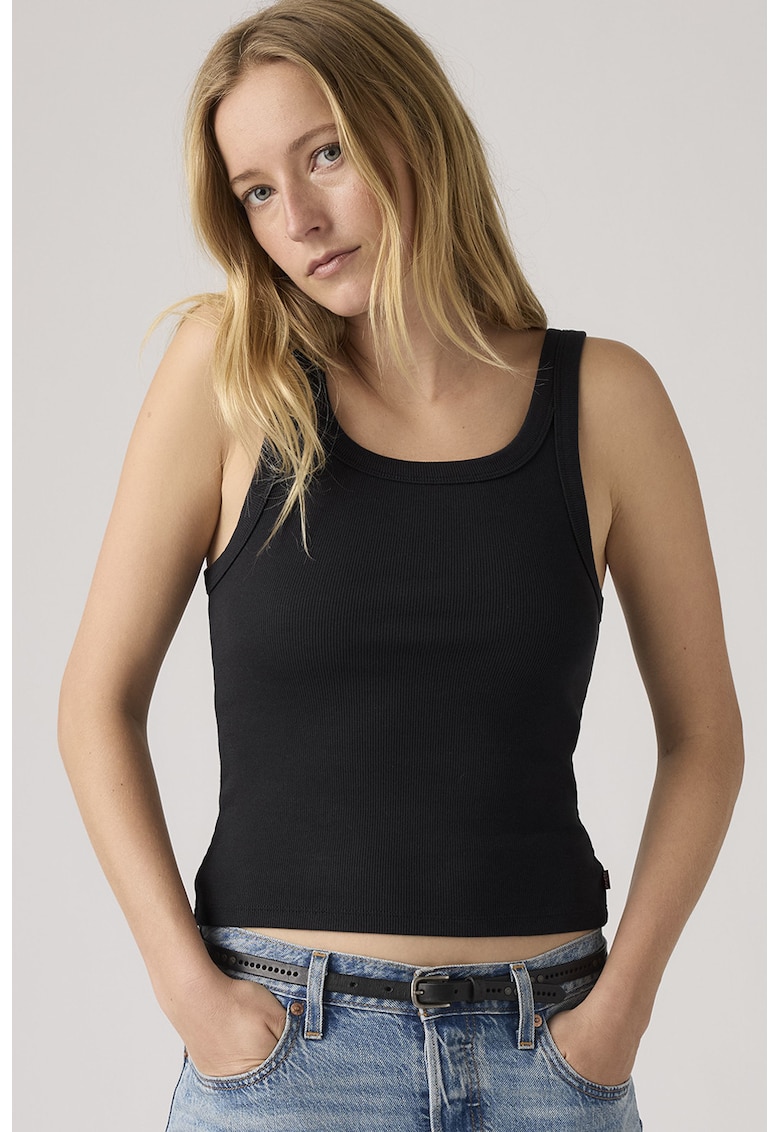 Top din amestec de bumbac - Negru