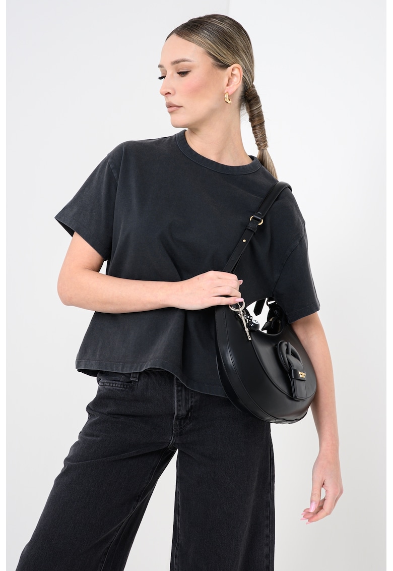 Tricou lejer din bumbac cu model uni - Gri antracit