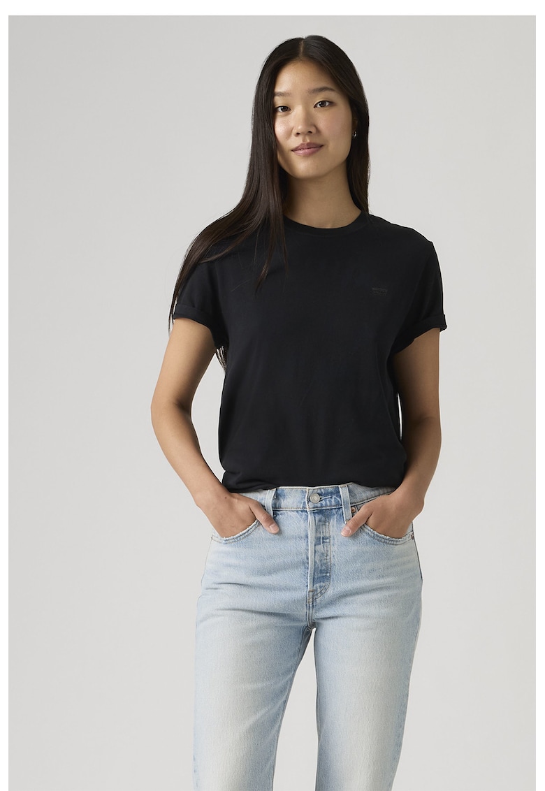 Tricou uni cu logo brodat discret - Negru stins
