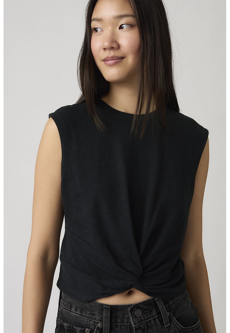 Tricou fara maneci cu detaliu cu nod Jemma - Negru