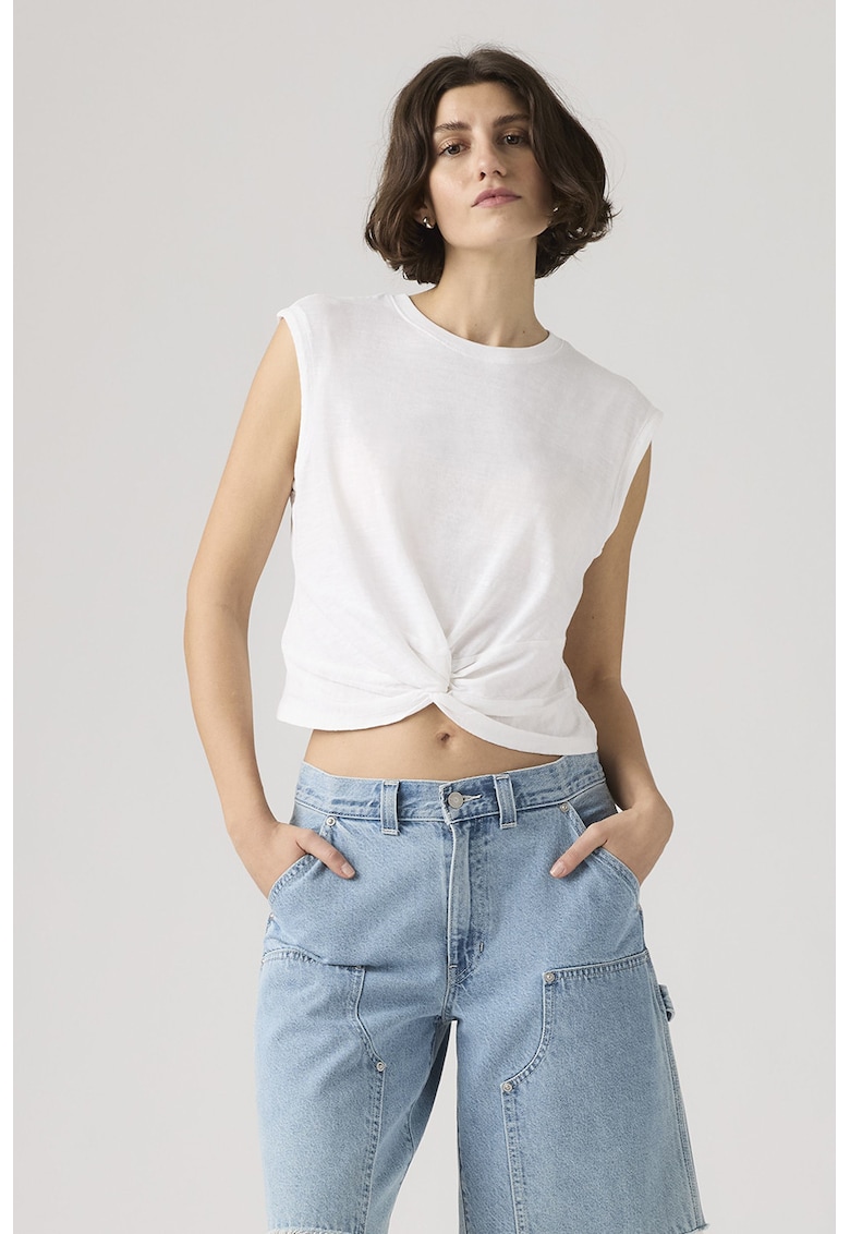 Tricou crop din bumbac - Alb optic