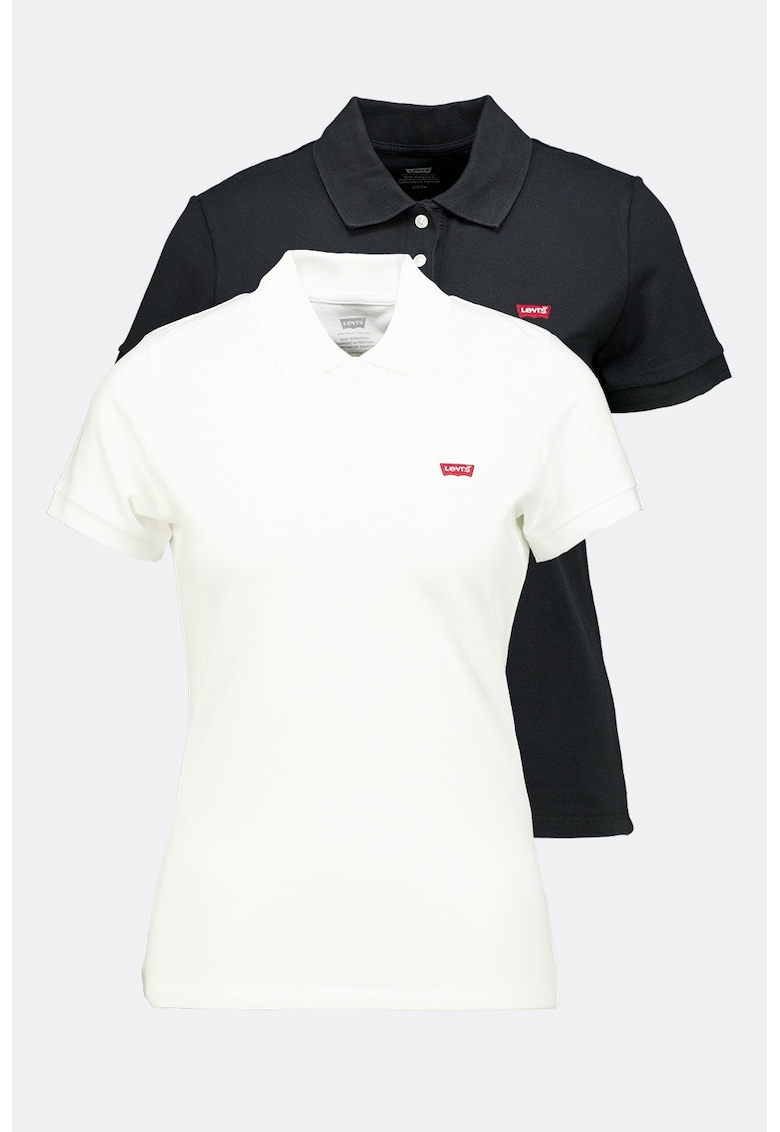 Set de tricouri polo din amestec de bumbac - 2 piese - Negru/Alb optic