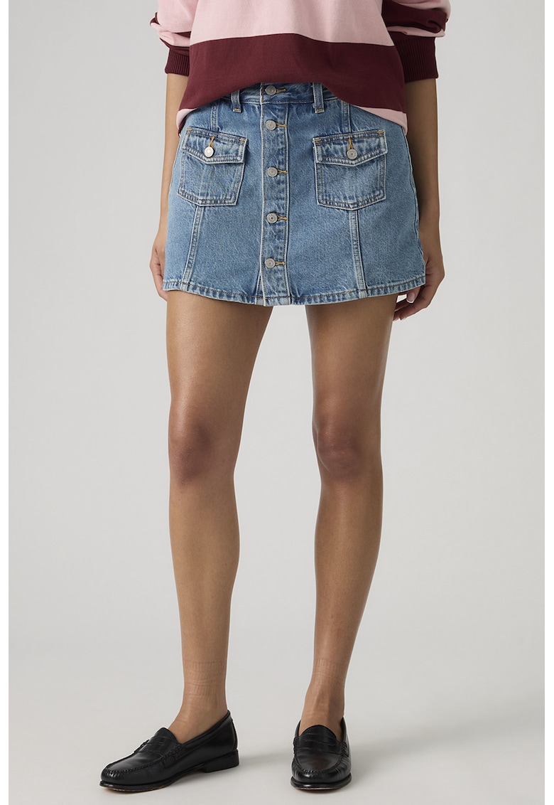 Fusta-pantalon scurta din denim - Albastru