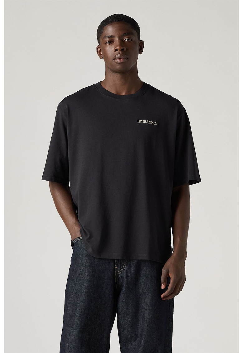 Tricou lejer cu imprimeu grafic pe partea din spate - Negru/Portocaliu