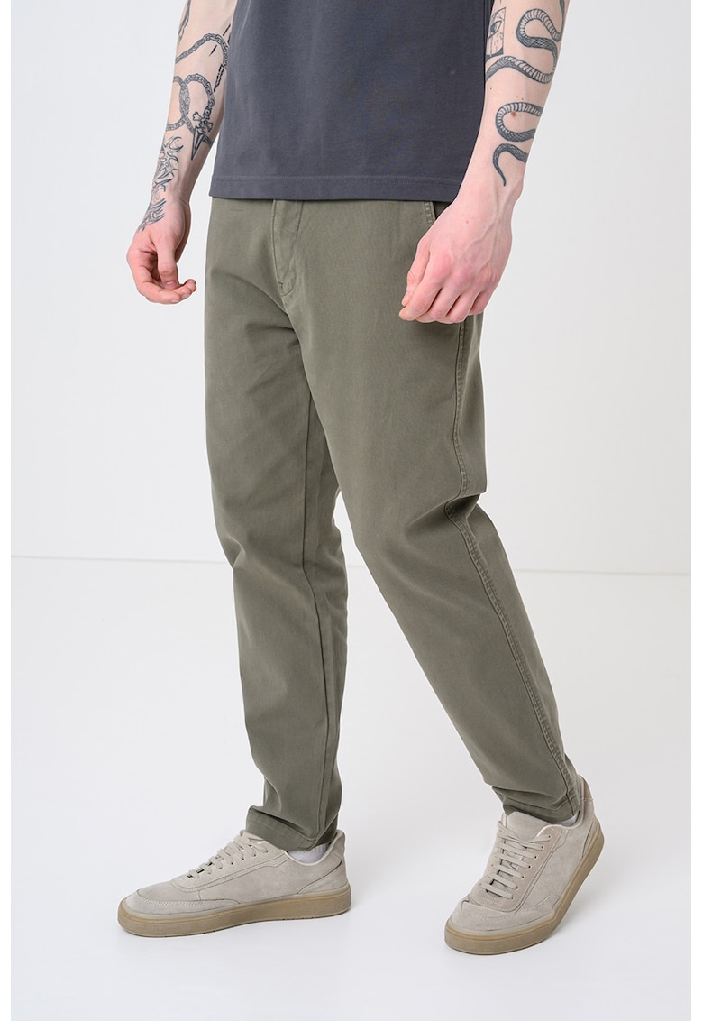 Pantaloni chino cu croiala conica - Kaki