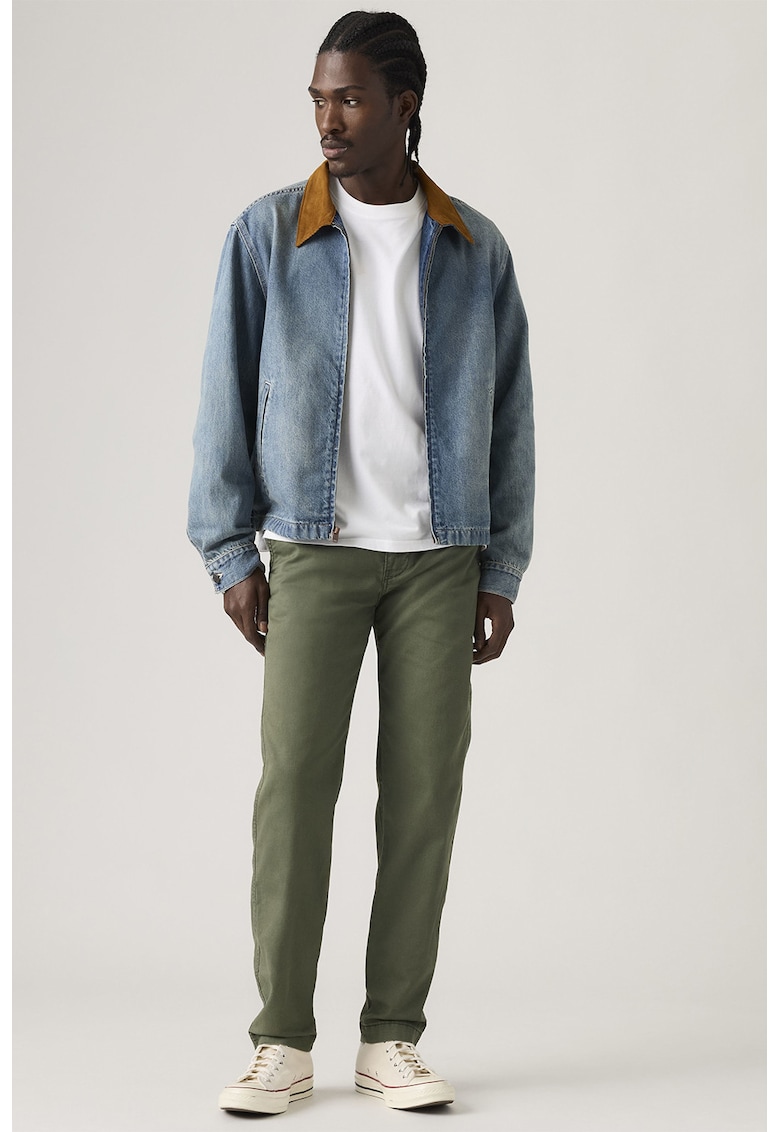 Pantaloni chino din amestec de in si bumbac - Verde aquamarin