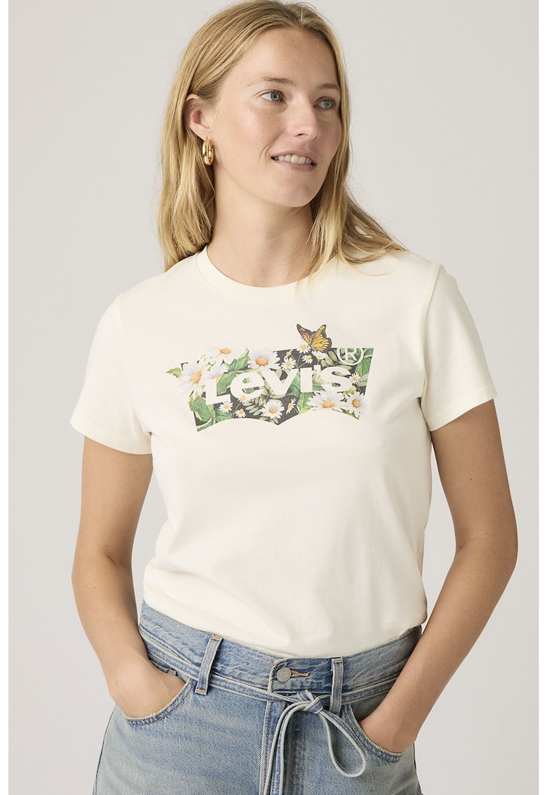 Tricou regular-fit cu imprimeu grafic - Verde pal/Alb murdar