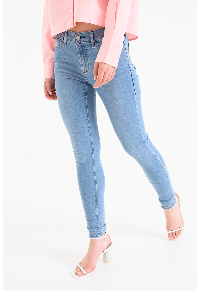 Blugi super skinny cu talie medie 710 - Albastru