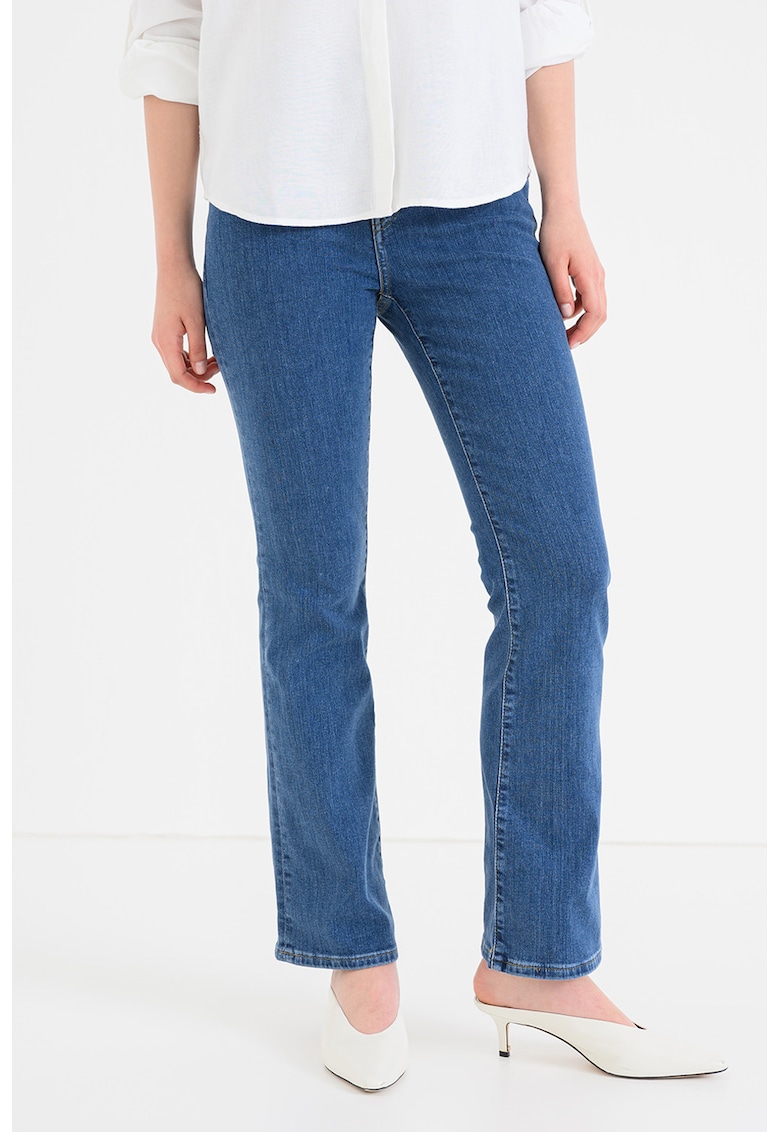 Blugi cu croiala bootcut si talie inalta - Albastru inchis/Albastru