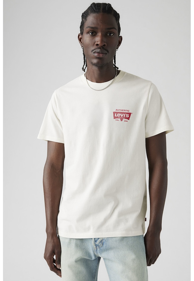 Tricou regular-fit cu logo - Rosu/Alb murdar