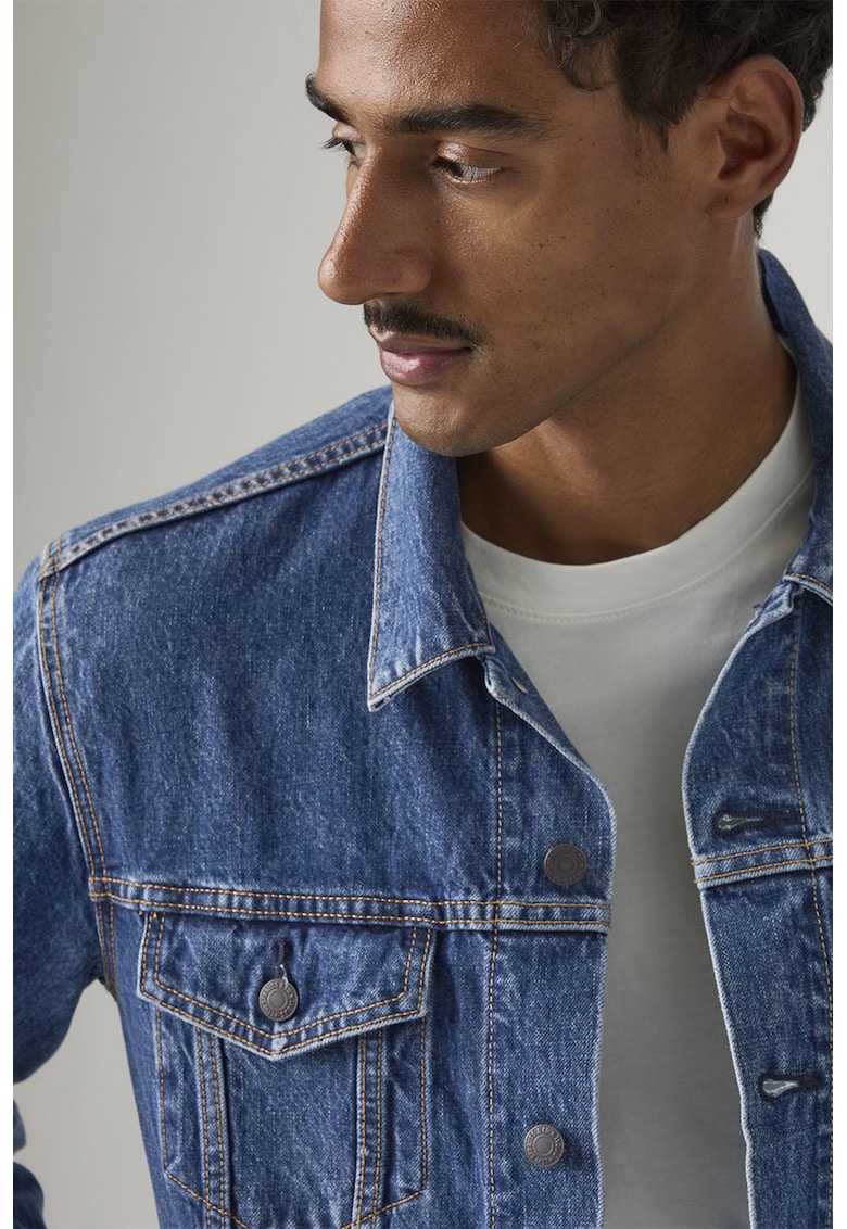 Jacheta din denim cu buzunare - Albastru pastel