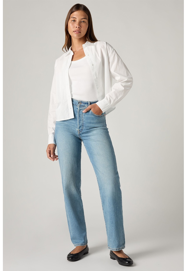 Blugi drepti cu talie inalta Ribcage - Albastru deschis -