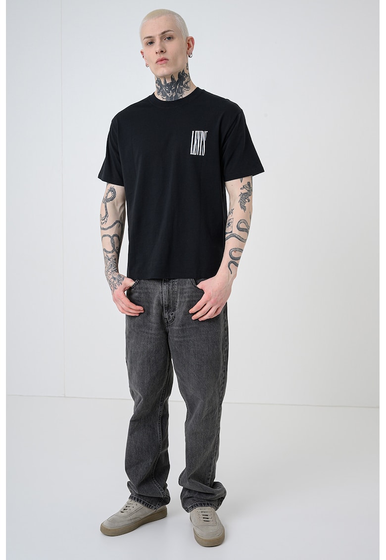 Tricou de bumbac cu imprimeu logo contrastant Vintage - Alb/Negru