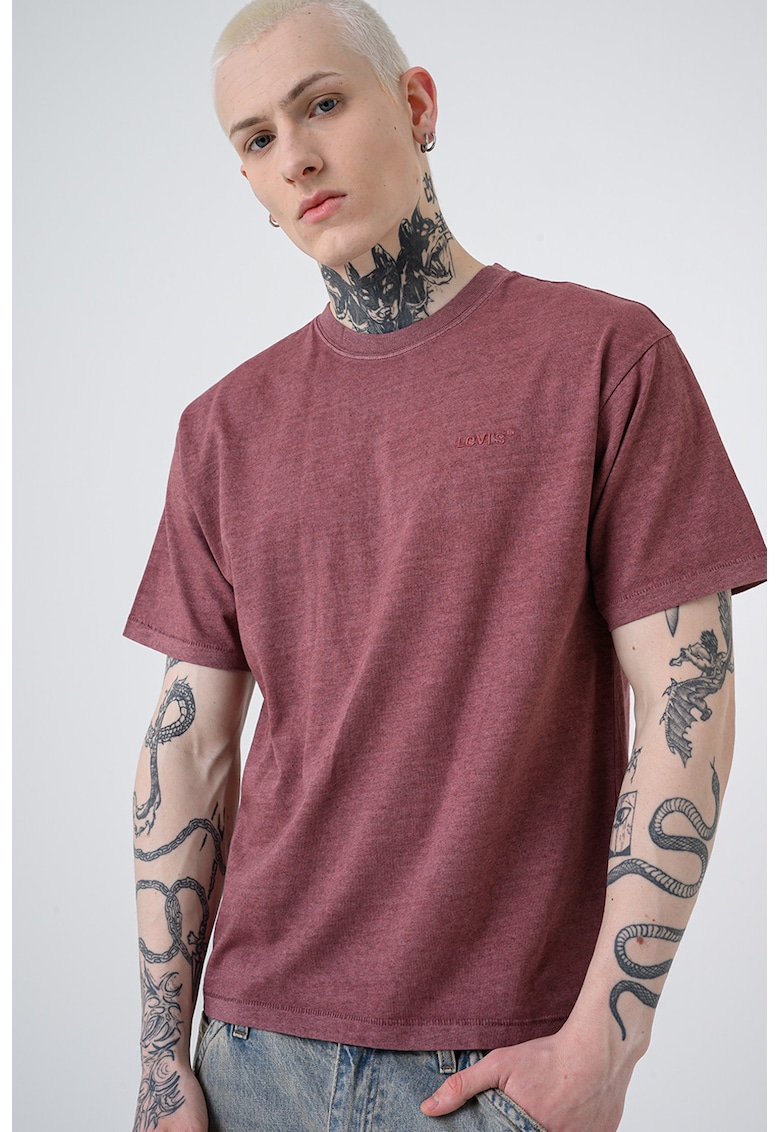 Tricou lejer din bumbac cu model in dungi Red Tab™ - Violet tyrian