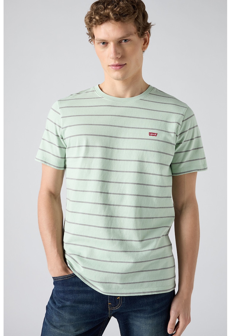 Tricou regular-fit cu dungi - Verde pal