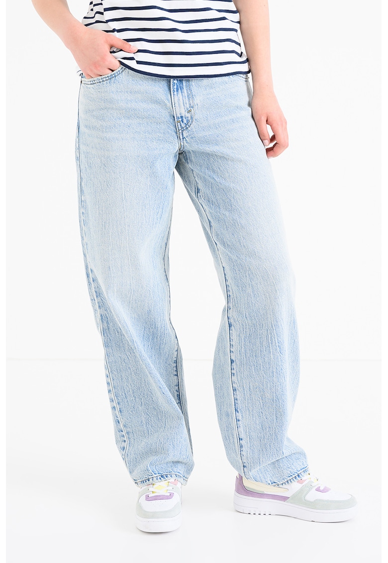 Blugi cu croiala baggy Dad - Albastru melange