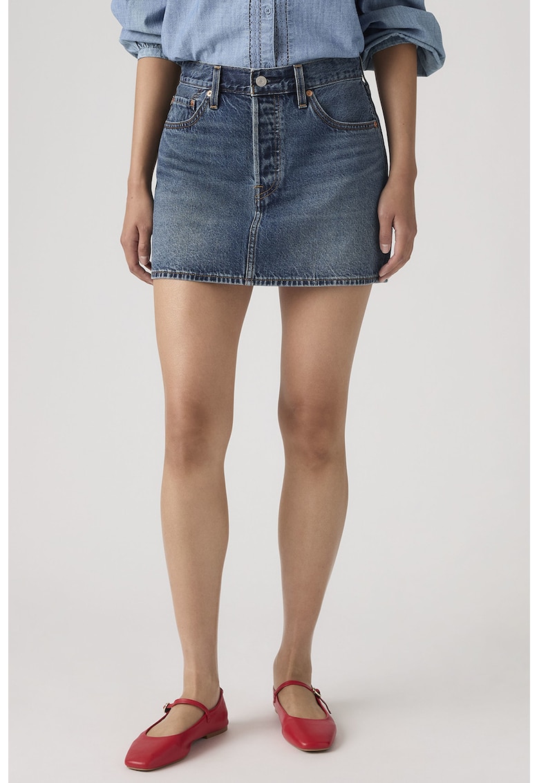 Fusta midi din denim Icon - Albastru inchis