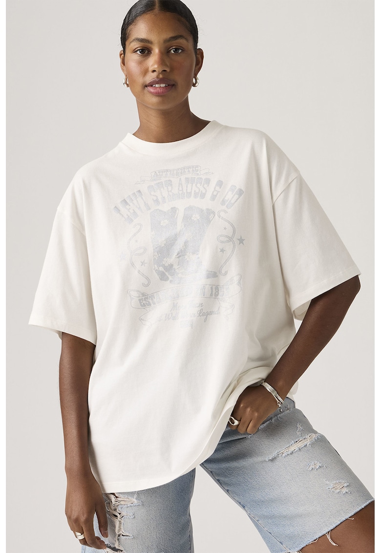 Tricou lejer de bumbac cu imprimeu grafic