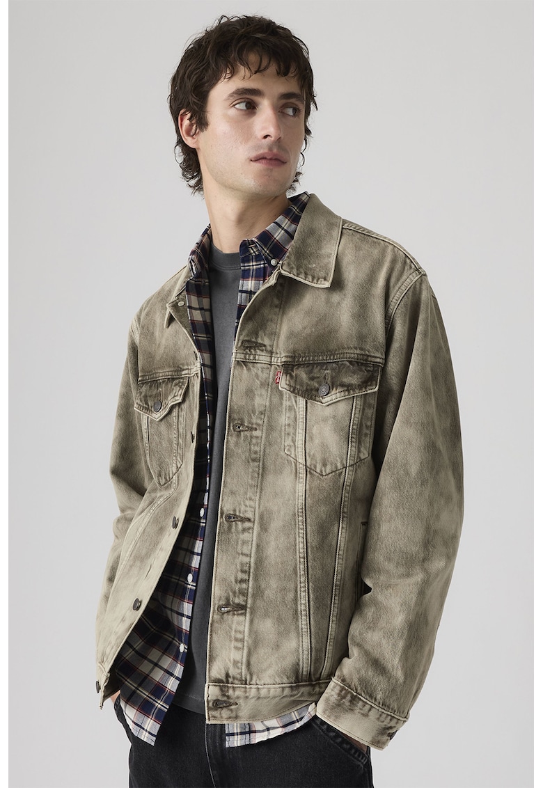 Jacheta relaxed fit din denim cu buzunare cu clapa pe piept