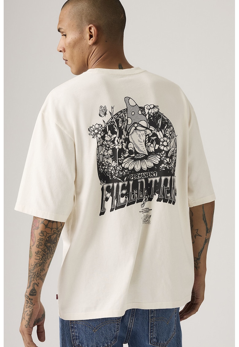 Tricou supradimensionat cu imprimeu - Alb murdar