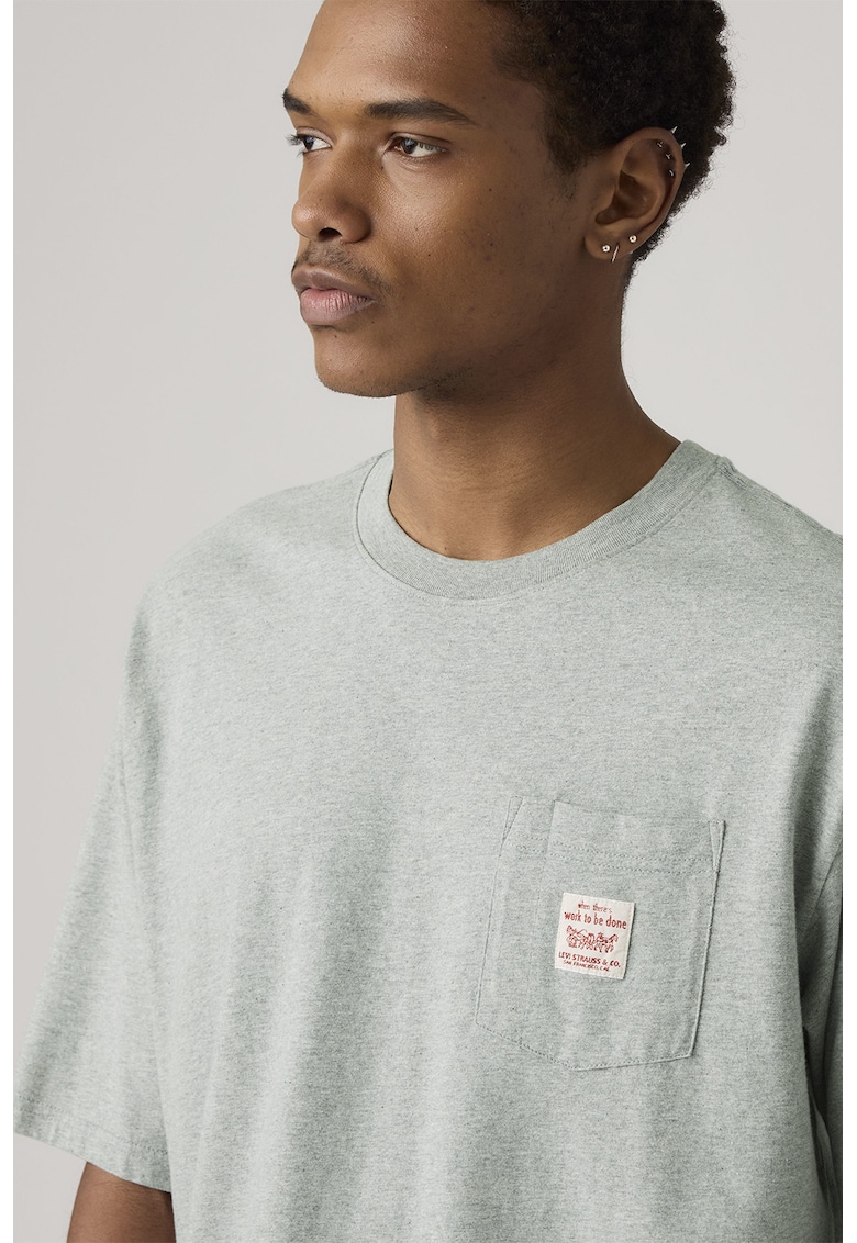 Tricou lejer de bumbac Workwear - Gri deschis melange