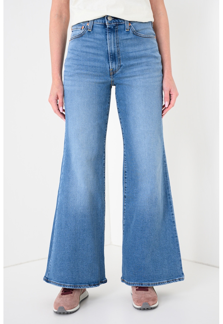 Blugi evazati cu talie inalta Ribcage - Albastru azur