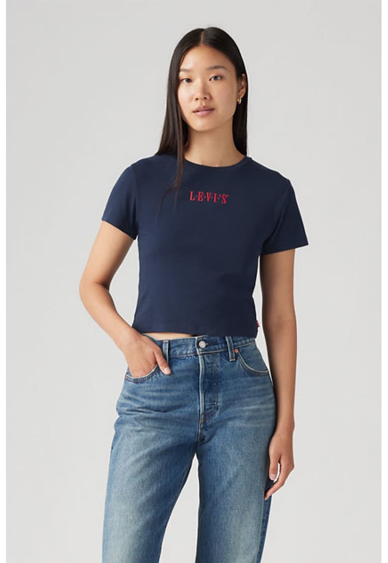 Tricou crop slim fit Essential - Bleumarin