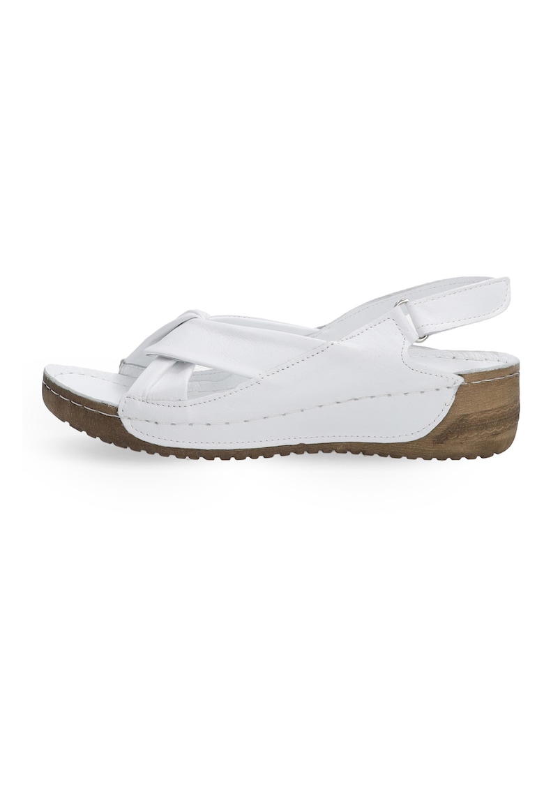Sandale din piele cu platforma alb