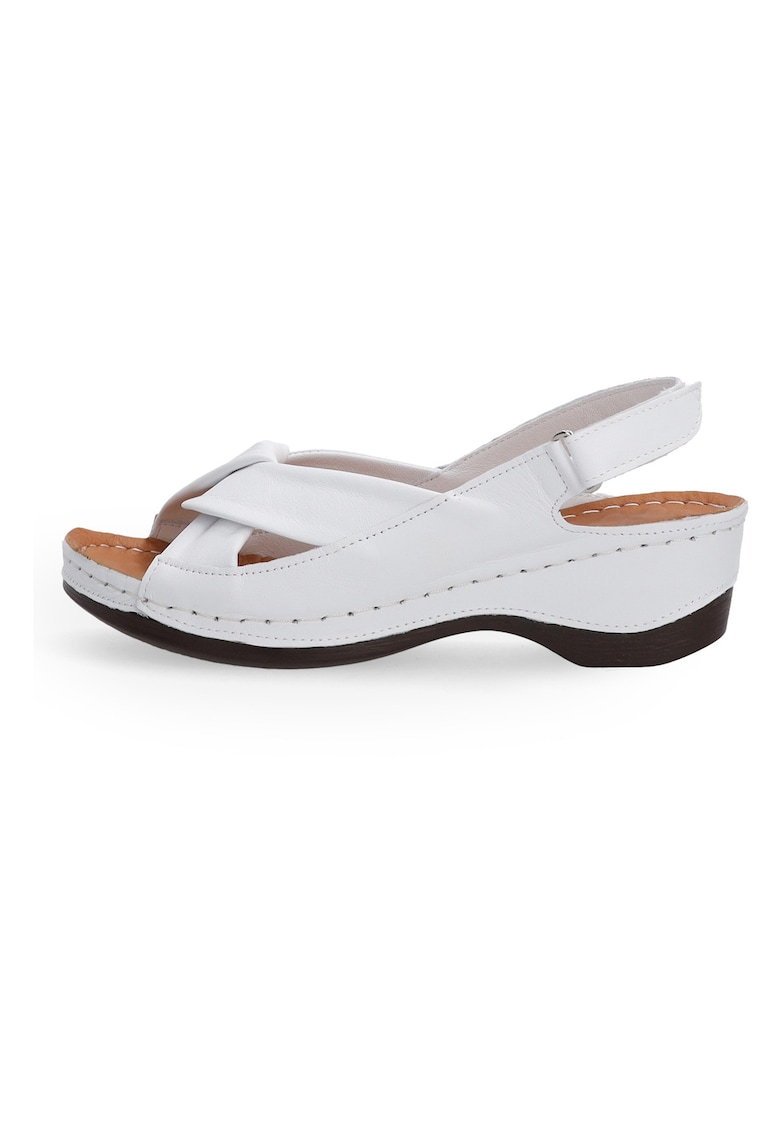 Sandale din piele cu talpa demi-wedge