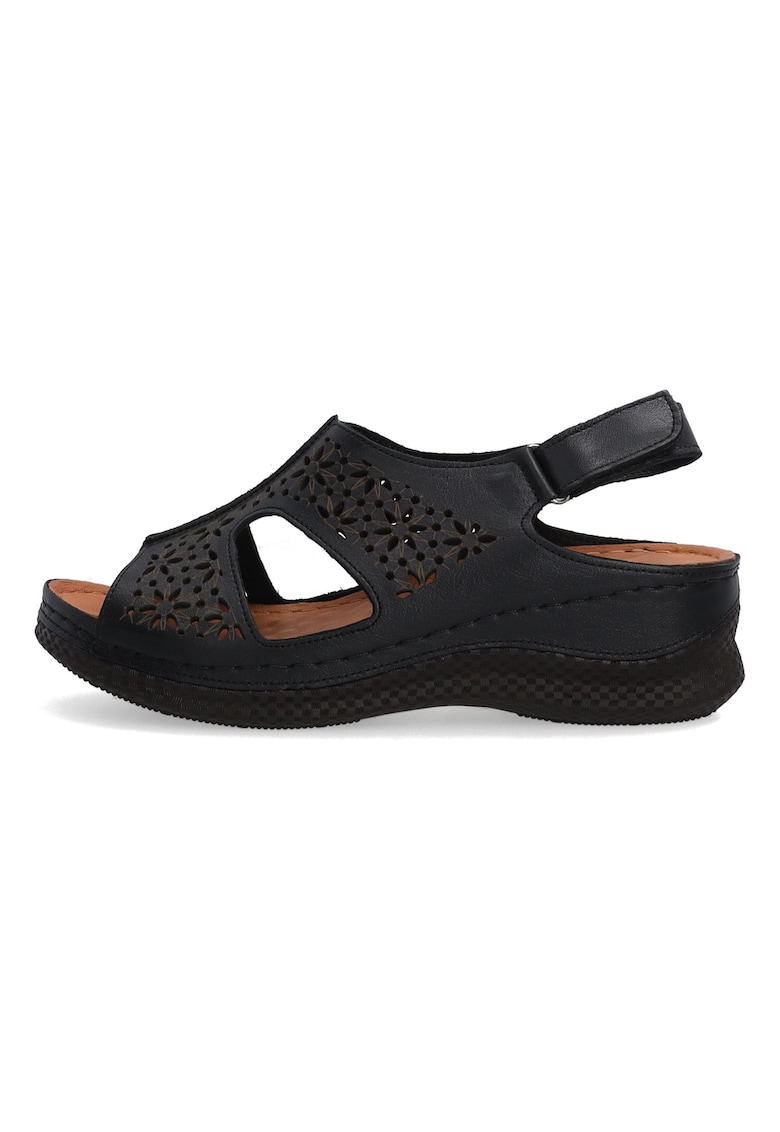 Sandale demi-wedge si inchidere cu velcro