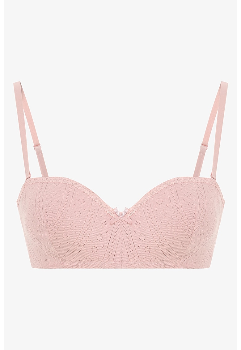 Sutien cu burete si garnituri din dantela - Roz
