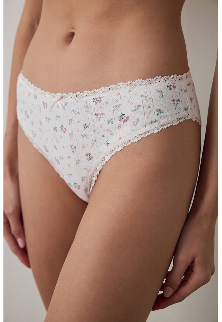 Chiloti hipster cu imprimeu floral - Alb