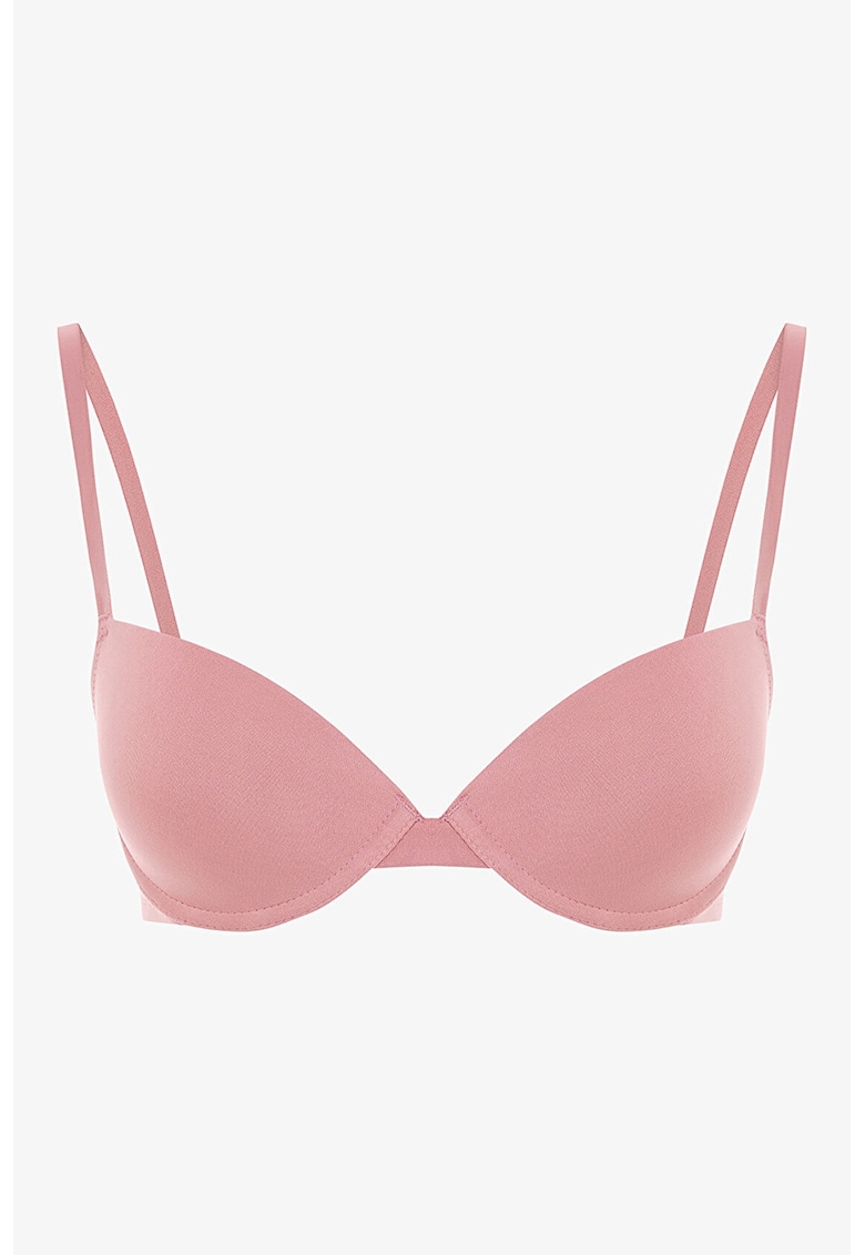 Sutien cu cupe triunghiulare si bretele ajustabile - Roz prafuit