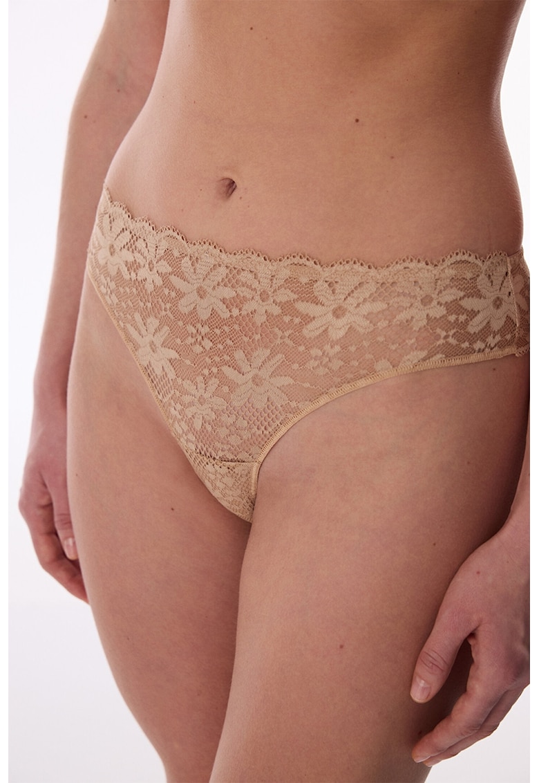 Chiloti brazilieni cu model floral - Bej