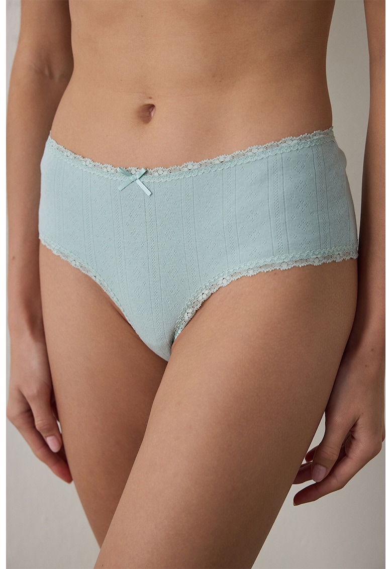 Chiloti hipster din amestec de bumbac - Verde pal