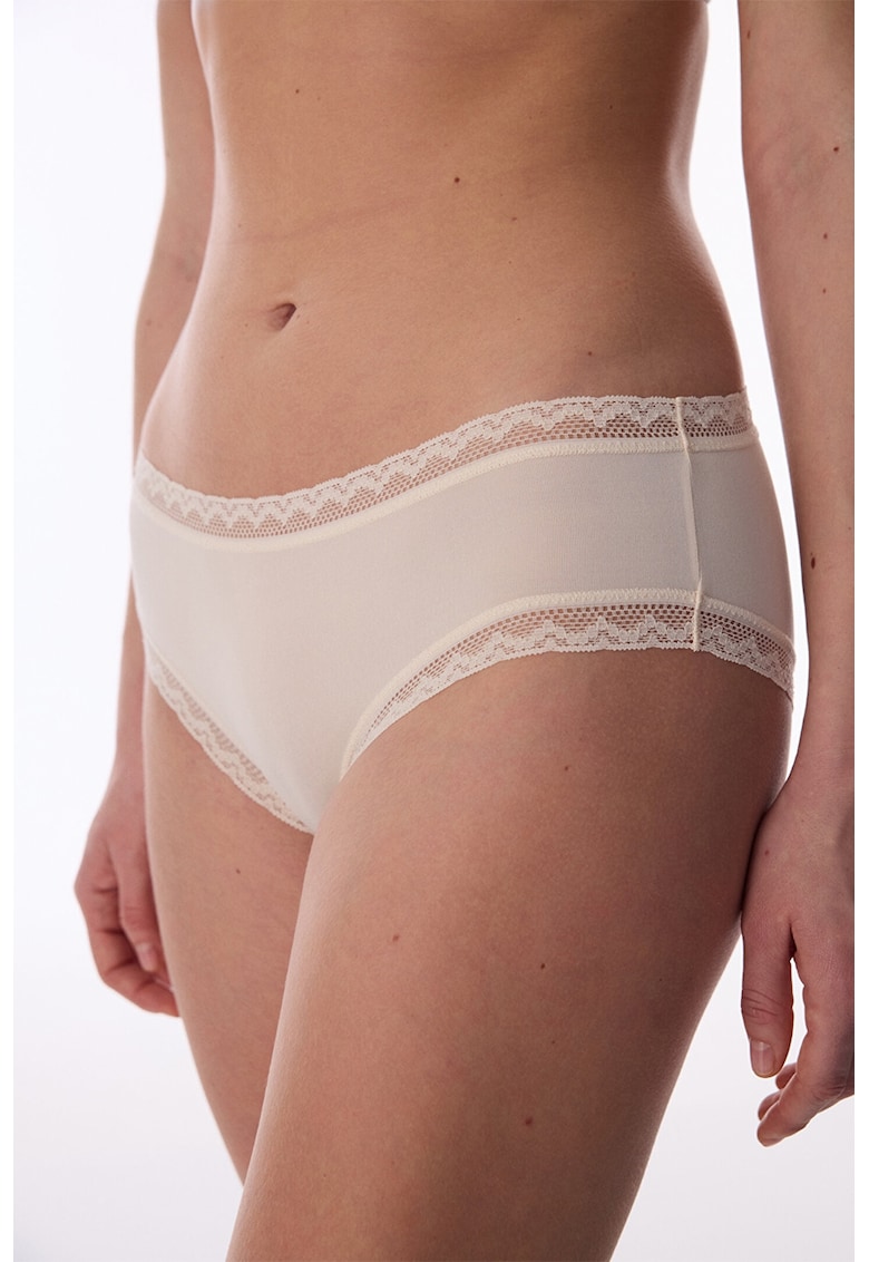 Chiloti hipster cu garnituri din dantela - Crem